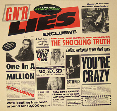 GUNS N' ROSES - G N'R LIES (Uncensored)  album front cover vinyl record
