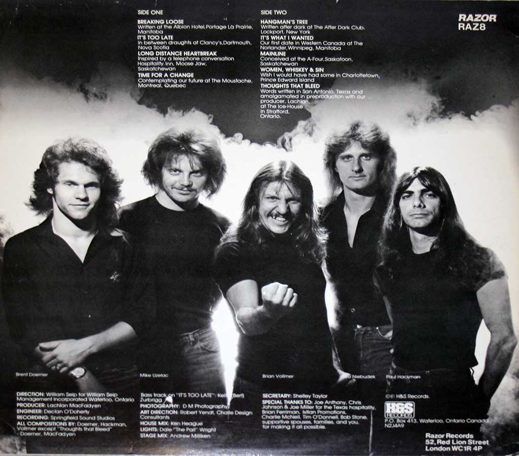 Photo of "HELIX - White Lace & Black Leather" Album's Back Cover 