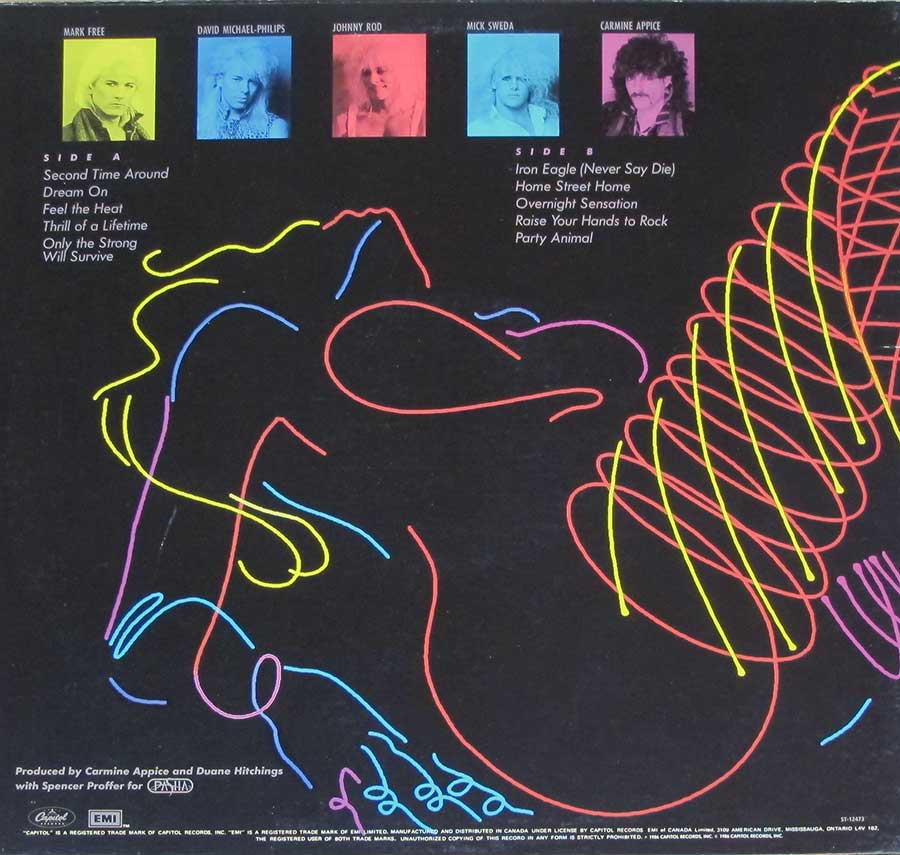 Photo of album back cover KING KOBRA - Thrill Of A Lifetime ( Canada Release )