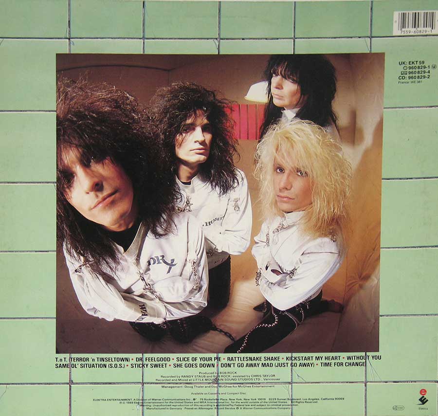 MOTLEY CRUE - Dr Feelgood European Release 12" Vinyl LP Album
 back cover
