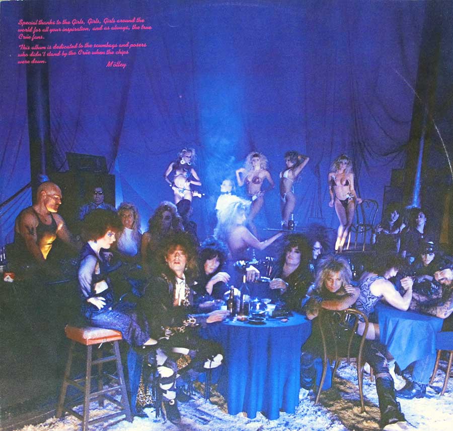 MÖTLEY CRÜE - Girls Girls Girls Italian Release 12" LP VINYL Album
 custom inner sleeve