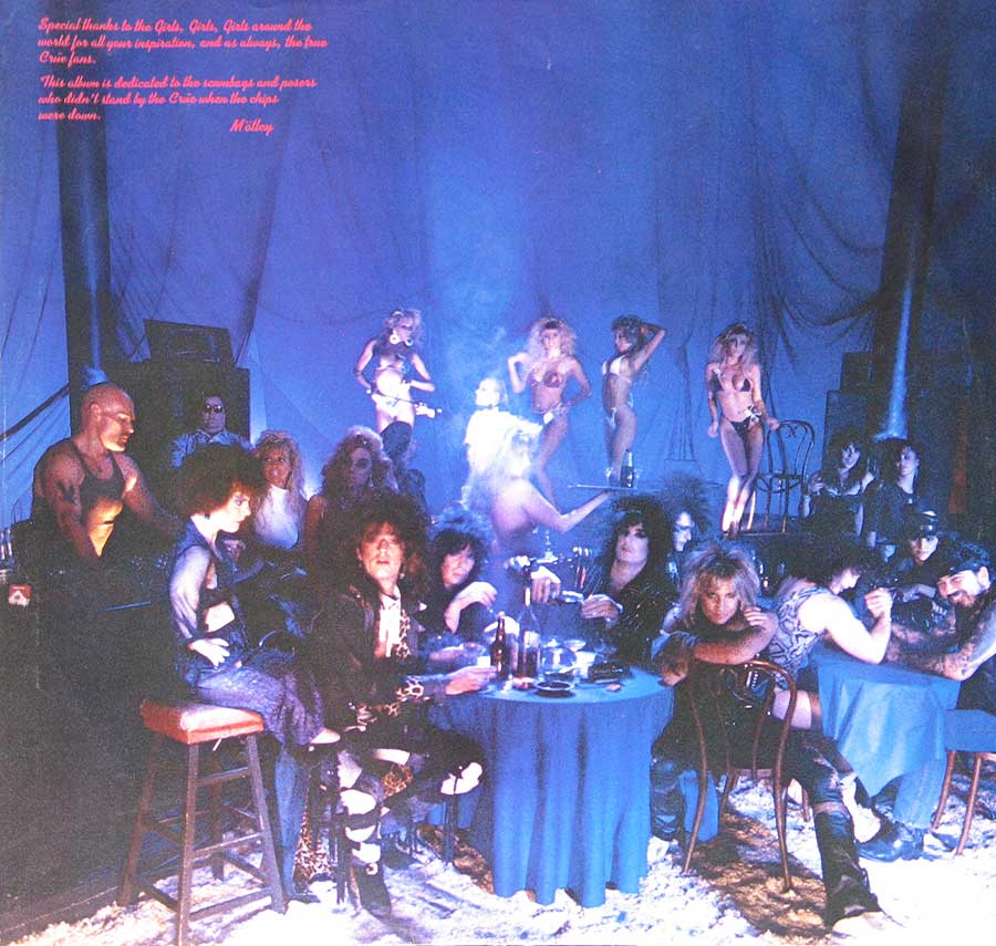 MOTLEY CRUE - Girls Girls Girls USA Release 12" Vinyl LP Album
 custom inner sleeve