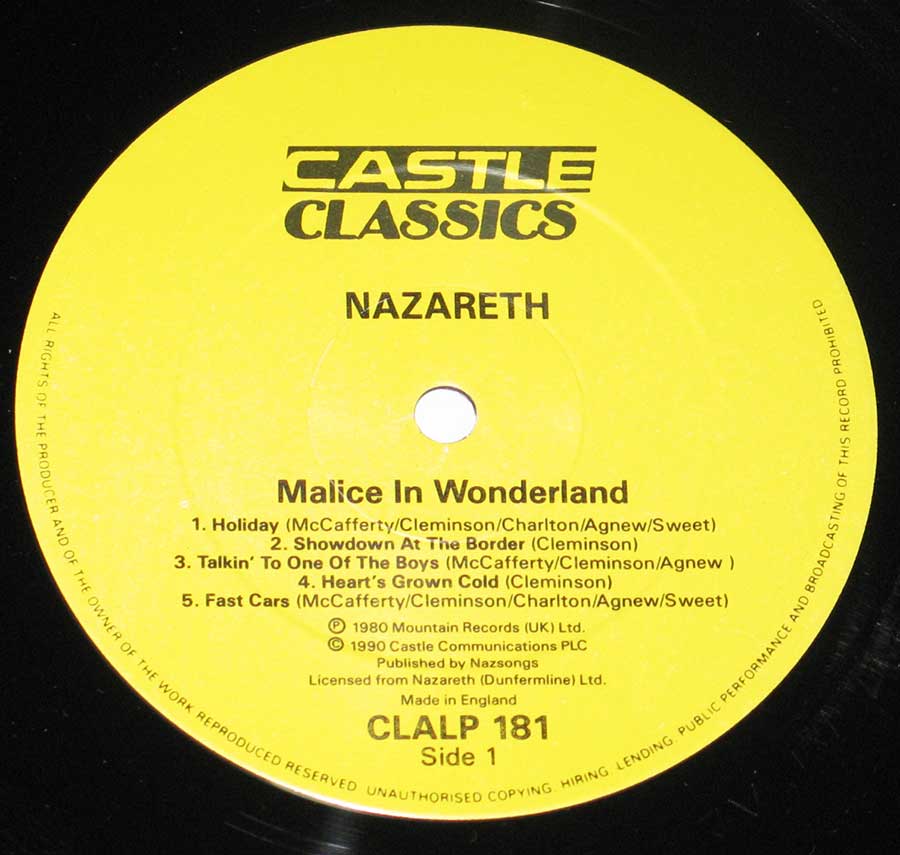 High Resolution Photo of Nazareth Malice in Wonderland England 