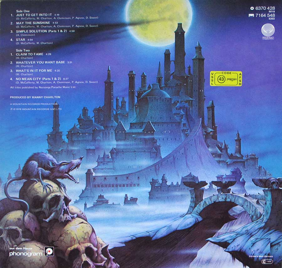 Photo of album back cover NAZARETH - No Mean City