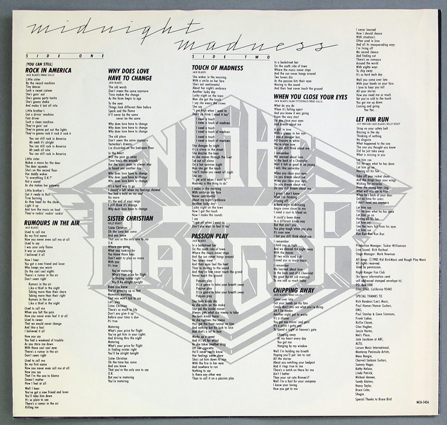 High Resolution Photo #5 NIGHT RANGER Midnight Madness USA 