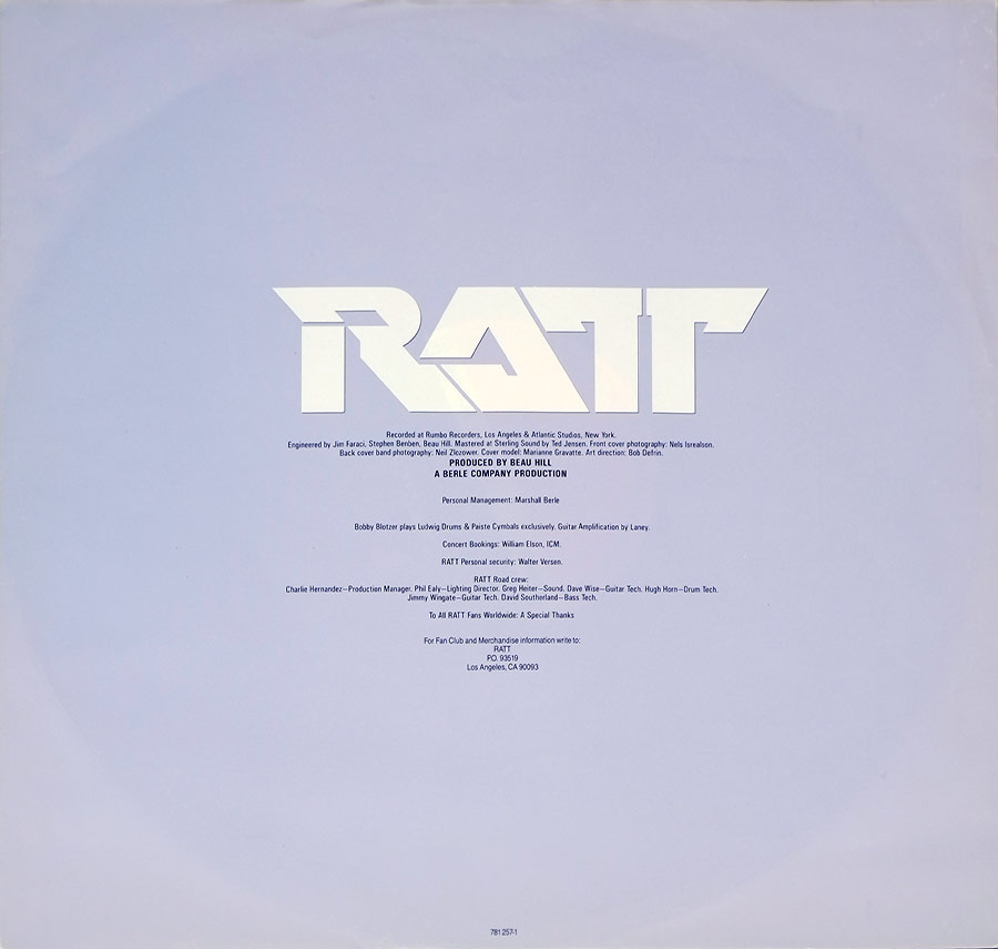 Photo One Of The Original Custom Inner Sleeve RATT - Invasion Of Your Privacy NO GEMA LOGO 