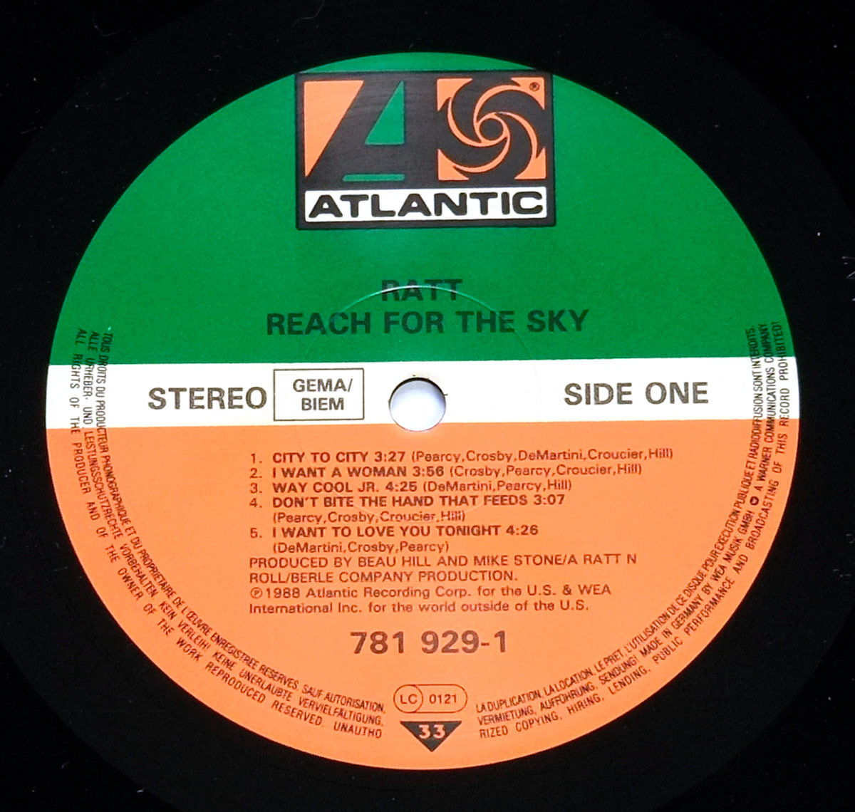 Photo One Of The Original Custom Inner Sleeve RATT - Reach For The Sky 
