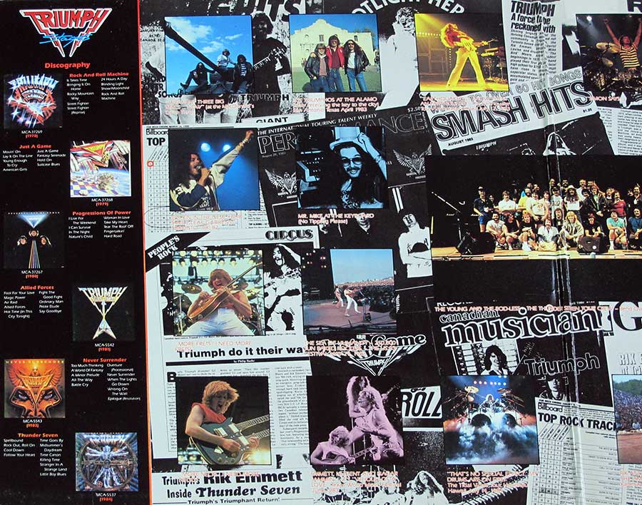 TRIUMPH - Stages Gatefold Cover 2LP 12" Vinyl LIVE ALBUM
 inner gatefold cover