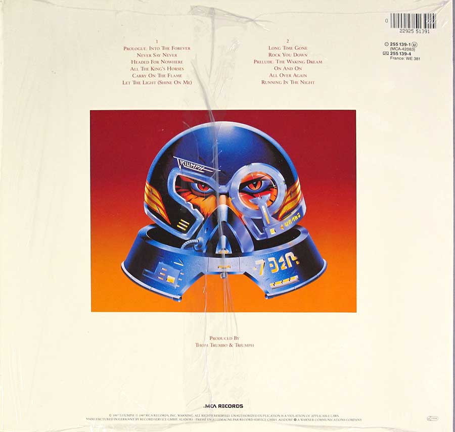 TRIUMPH Surveillance Canadian Hard Rock 12" LP Vinyl Album back cover