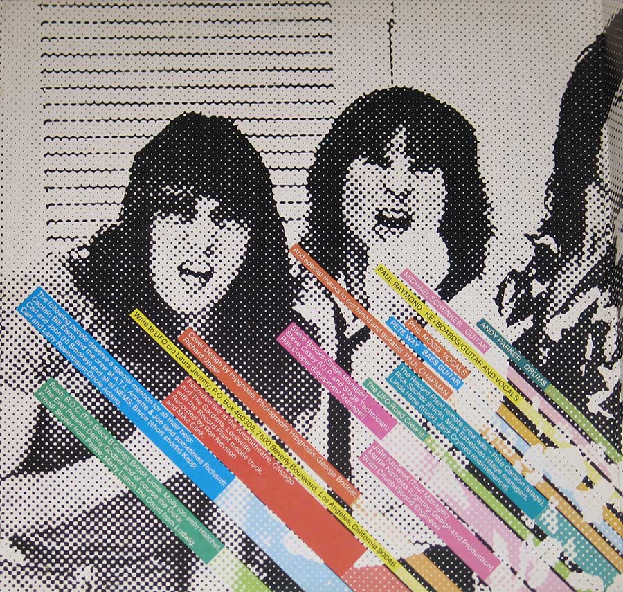 Photo of left page inside cover of "Strangers in the Night" by "UFO"