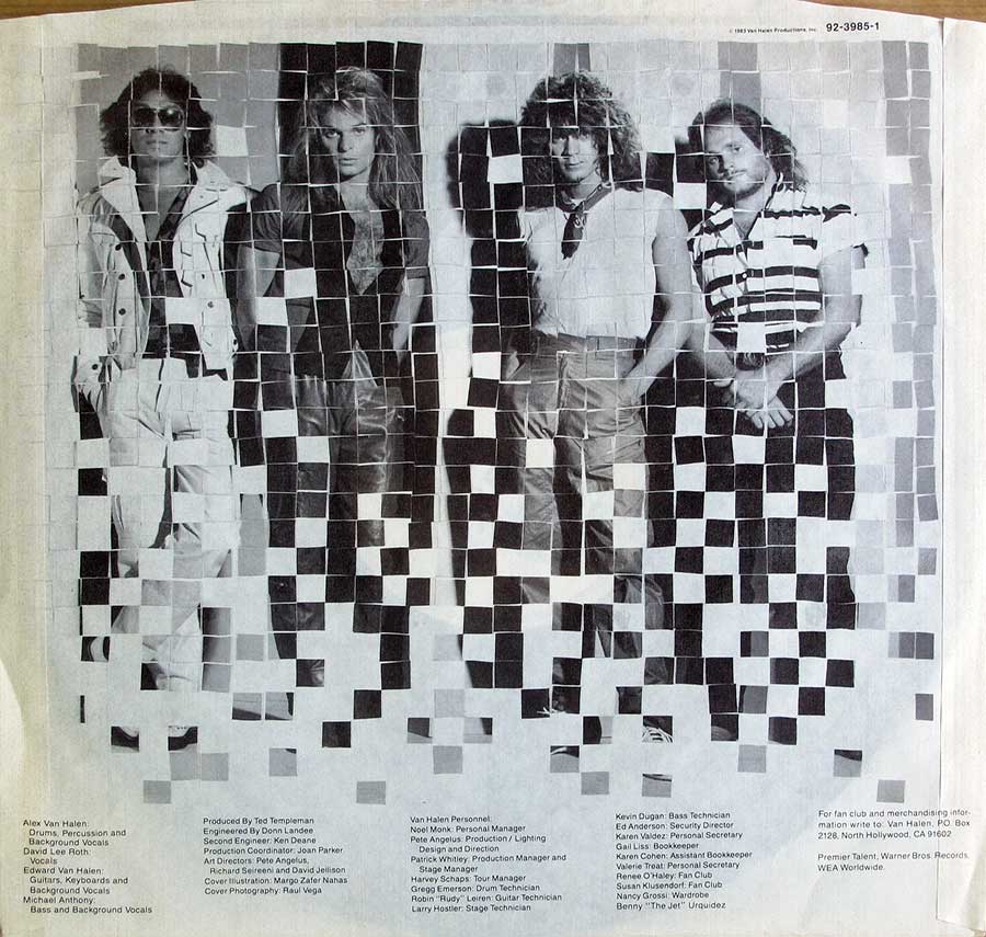 Photo One Of The Original Custom Inner Sleeve VAN HALEN - 1984 France 12" Vinyl LP Album 