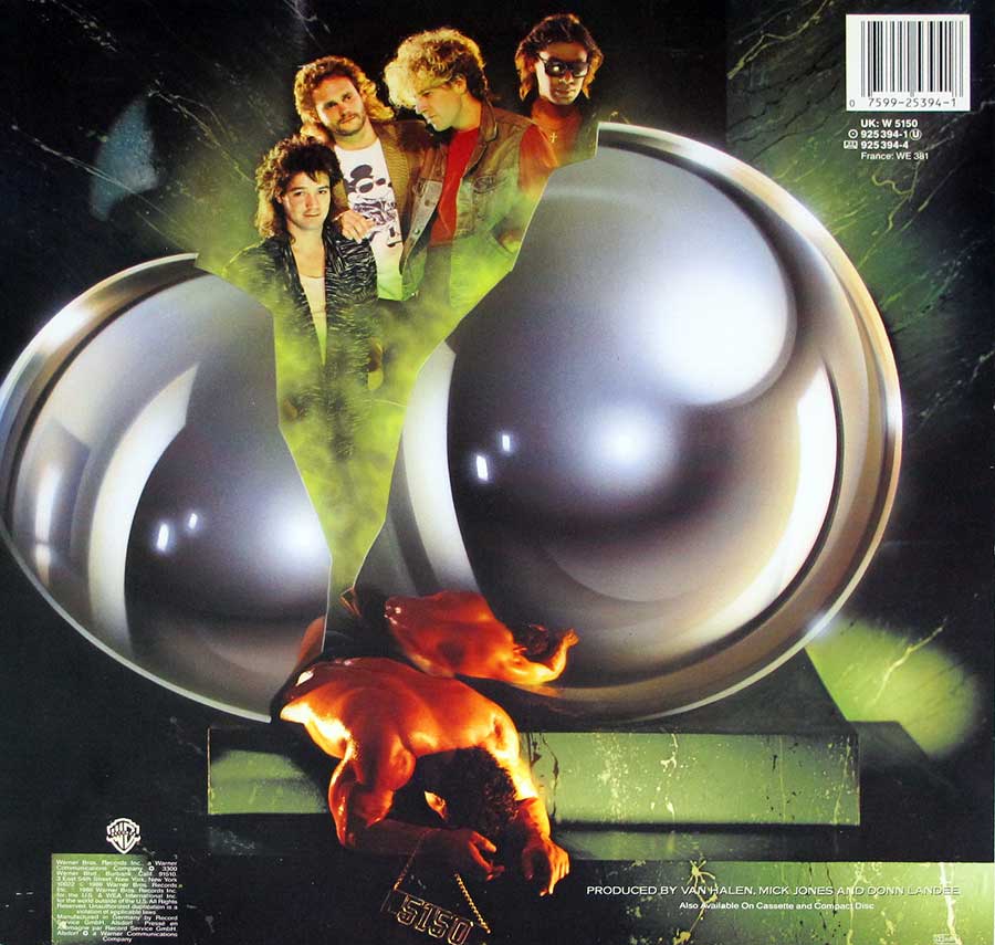 VAN HALEN - 5150 German Release 12" LP Vinyl Album album back cover