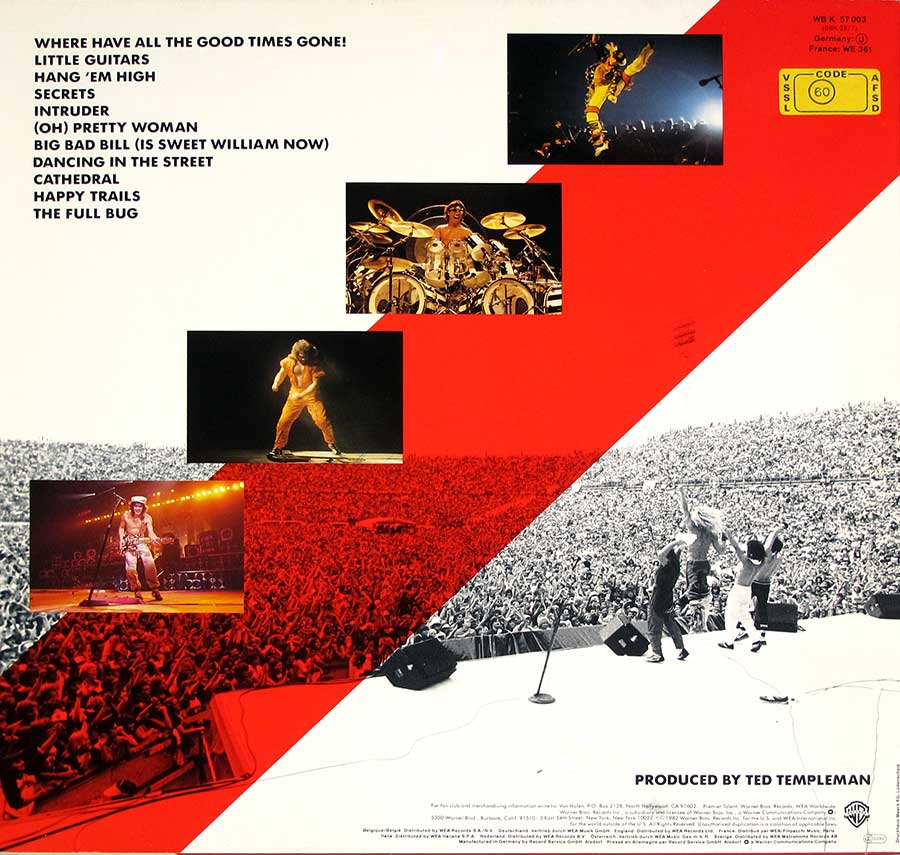 VAN HALEN - Diver Down 12" LP Vinyl Album album back cover