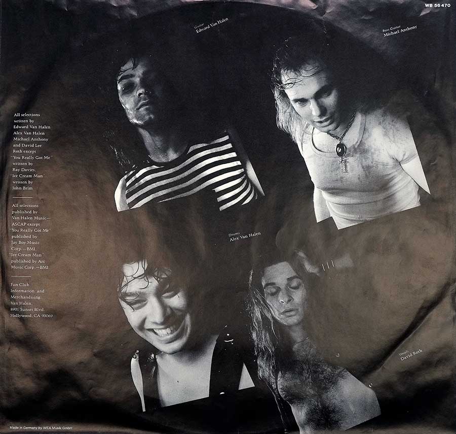 VAN HALEN - Self-Titled 12" Vinyl LP Album custom inner sleeve