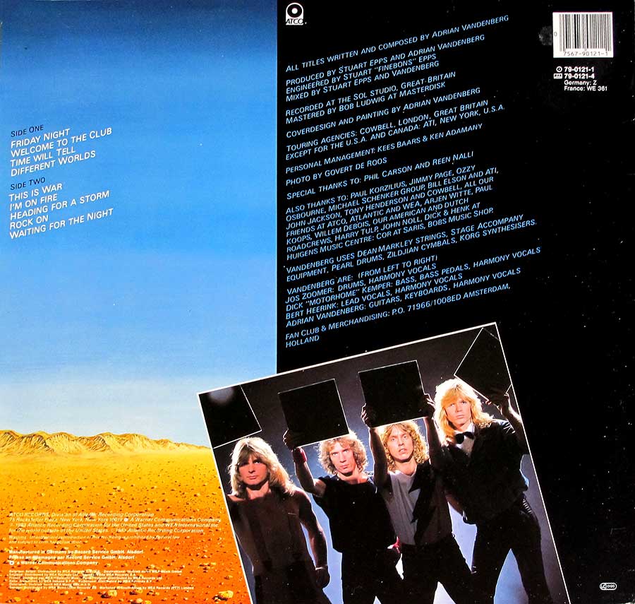 Photo of album back cover VANDENBERG - Heading for a Storm