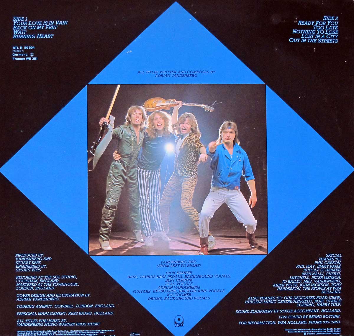 Album Back Cover  Photo of "VANDENBERG - S/T Self-Titled"