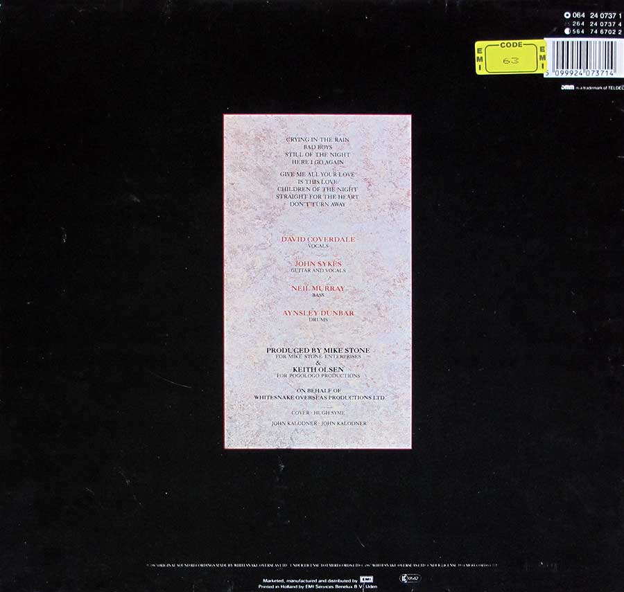 High Resolution Photos of whitesnake self-titled audiophile 