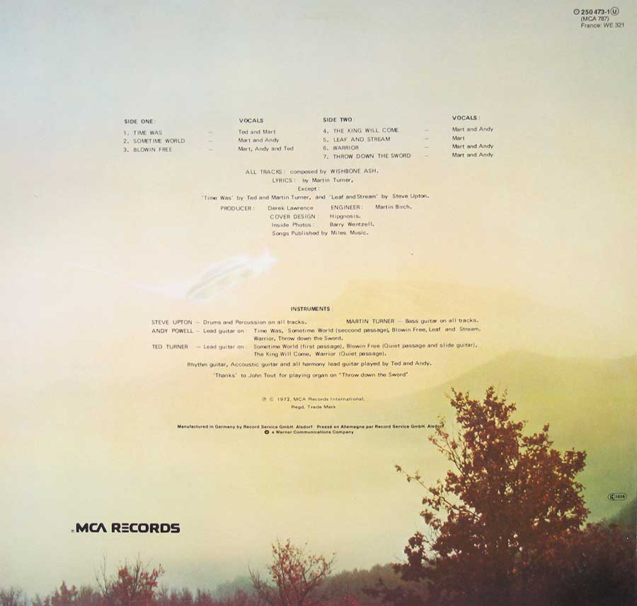 Photo of album back cover WISHBONE ASH - Argus 12" Vinyl LP Album