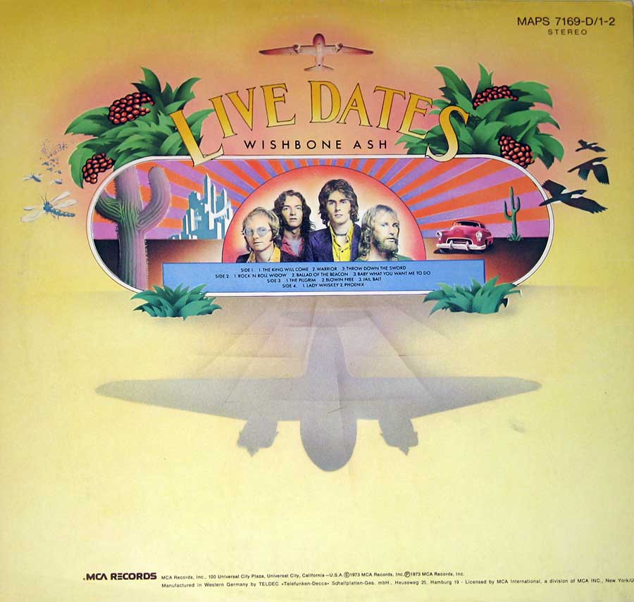 WISHBONE ASH - Live Dates Recorded in England 1973 2LP Vinyl Album
 back cover