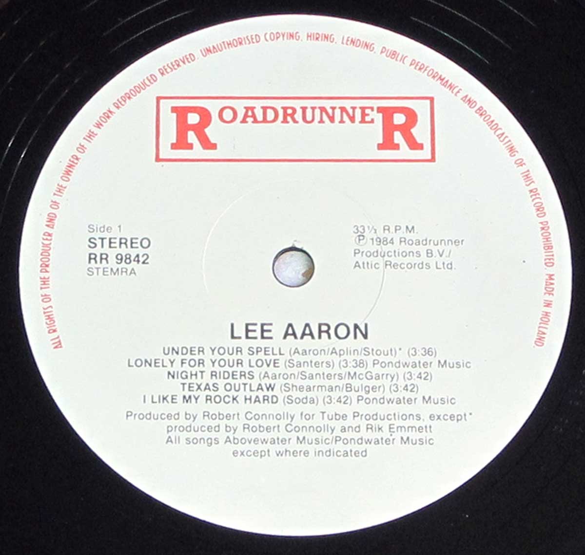 Enlarged High Resolution Photo of the Record's label Lee Aaron debut + bonus track https://vinyl-records.nl