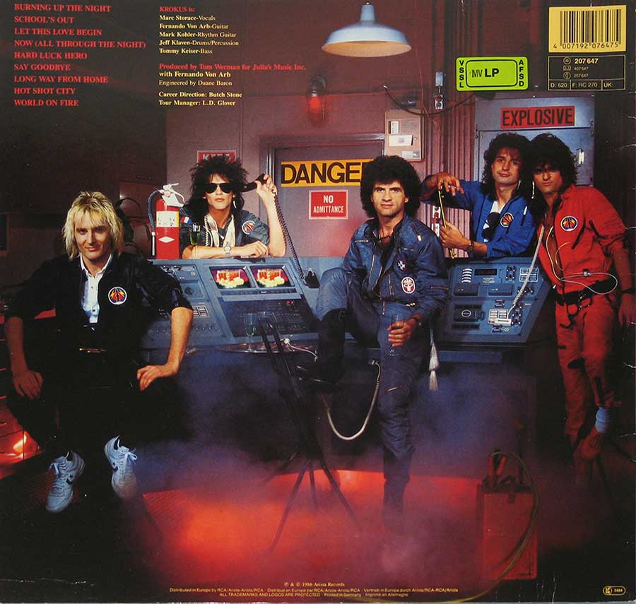KROKUS - Change Of Address 12" VinyL LP ALBUM back cover