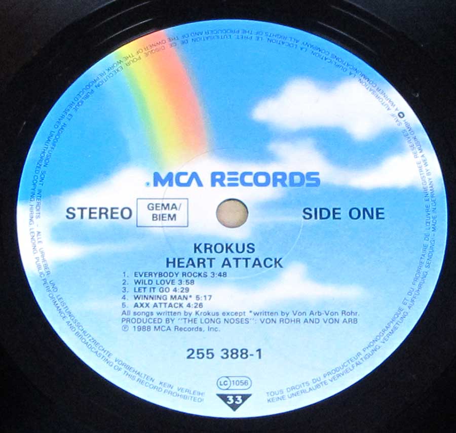 "Heart Attack" Record Label Details: MCA Records 255 388, LC 1056 