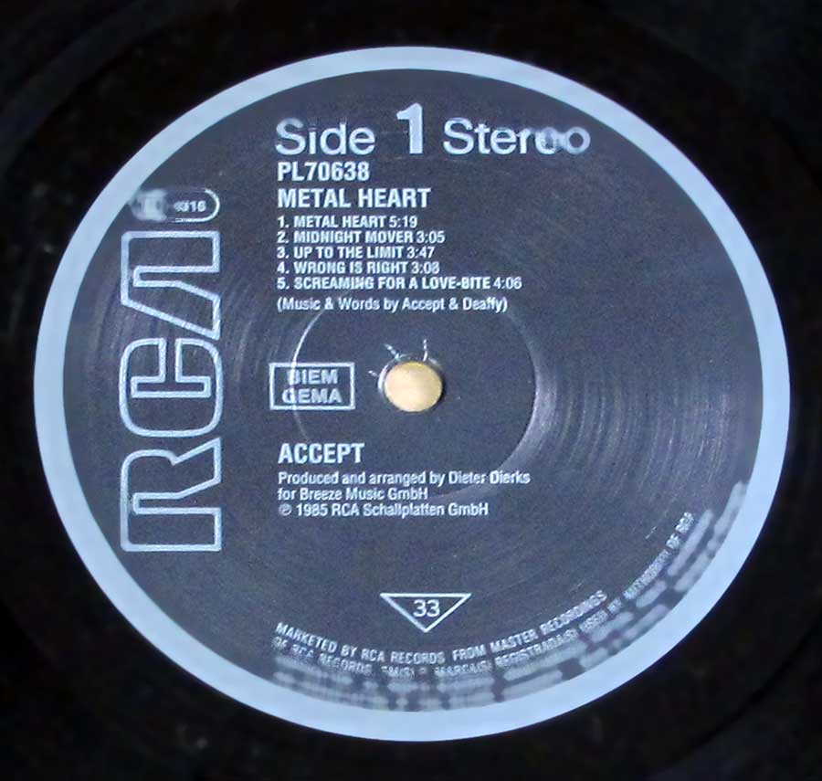 Photo of record 1 of ACCEPT - Metal Heart 