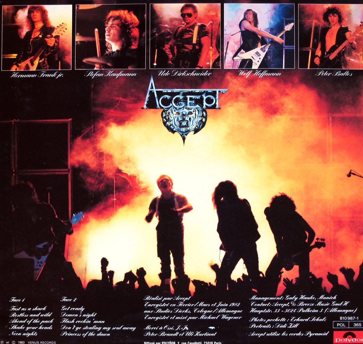 Album Back Cover  Photo of "ACCEPT - Restless and Wild"