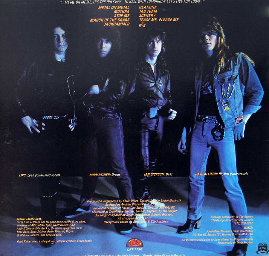 Group photo of the four ANVIL band-members 