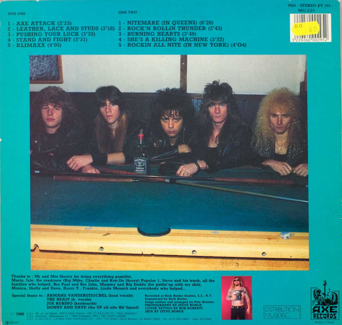 Album Back Cover Photo AXE ATTACK, Guitar Pete's  – Nightmare Vinyl Record Gallery https://vinyl-records.nl//