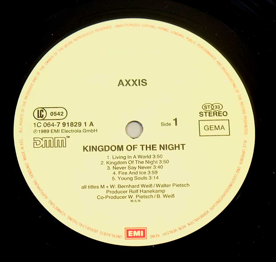 Enlarged High Resolution Photo of the Record's label AXXIS – Kingdom Of The Night https://vinyl-records.nl