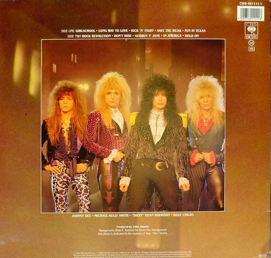 BRITNY FOX - S/T Self-Titled 12" LP VINYL Album back cover