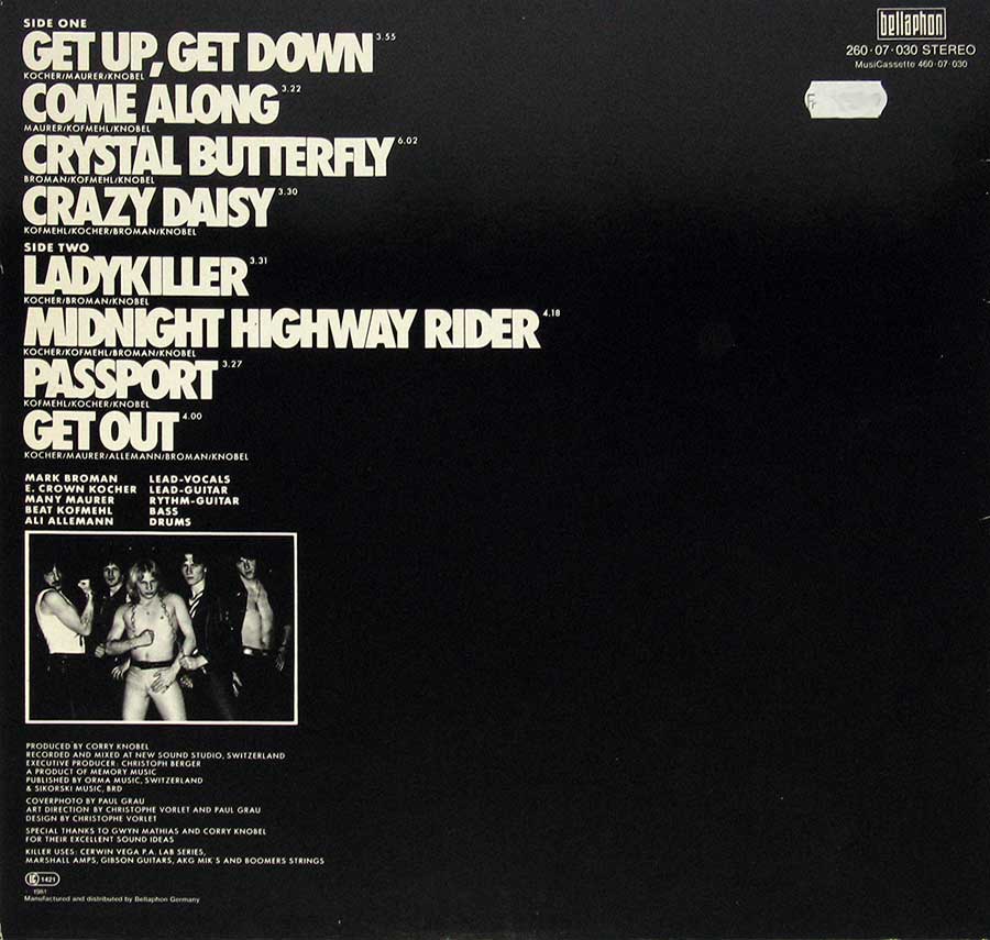 Photo of album back cover KILLER - Ladykiller Swiss Heavy Metal 12" Vinyl LP album