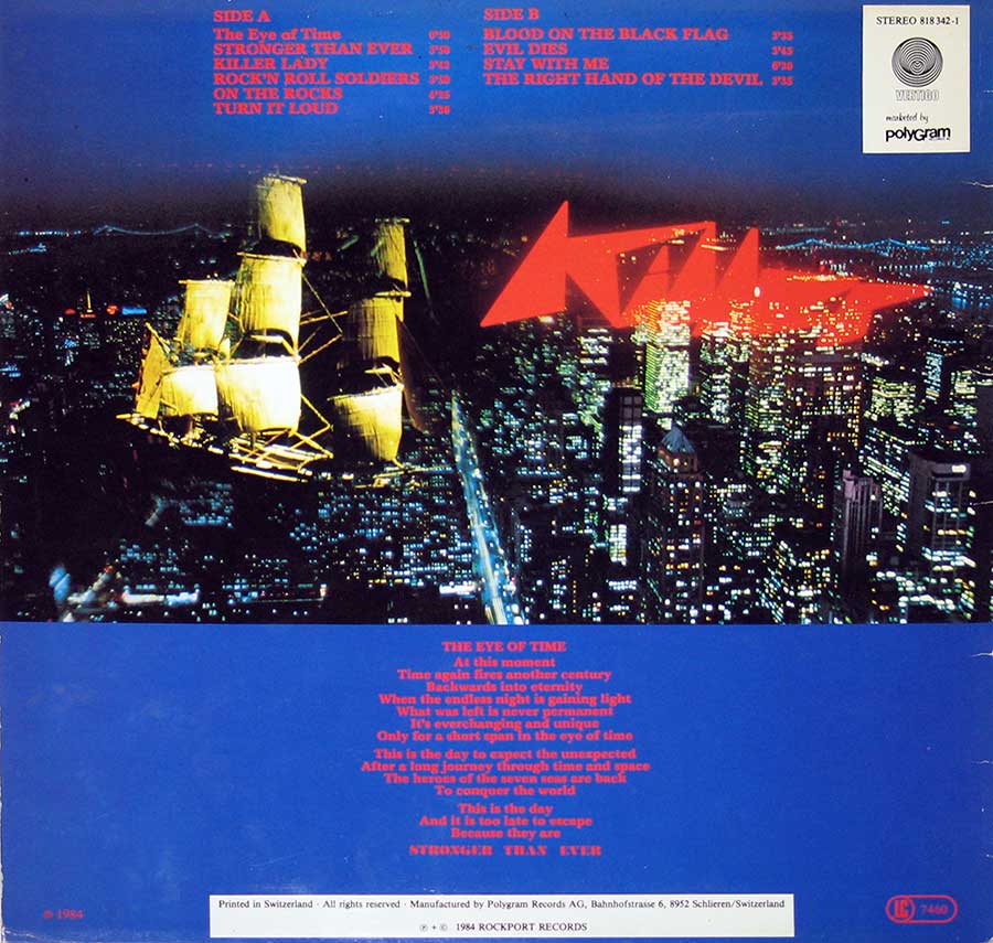 Photo of album back cover KILLER - Stronger Than Ever ( Swiss Pressing ) 12" Vinyl LP Album