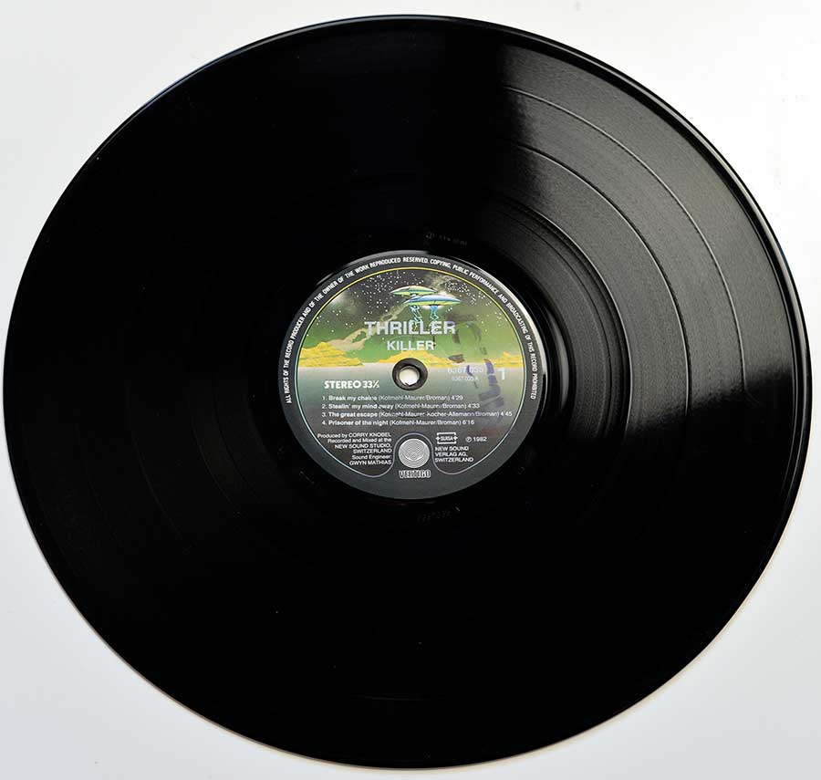 Photo of Side One of KILLER - Thriller - Swiss Heavy Metal 12" Vinyl LP Album 