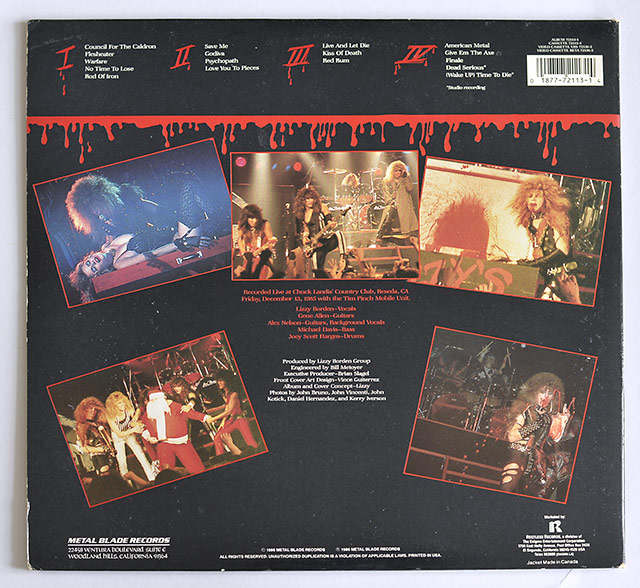 Album Back Cover Photo LIZZY BORDEN - The Murderess Metal Road Show MBR Metal Blade Records Vinyl Record Gallery https://vinyl-records.nl//