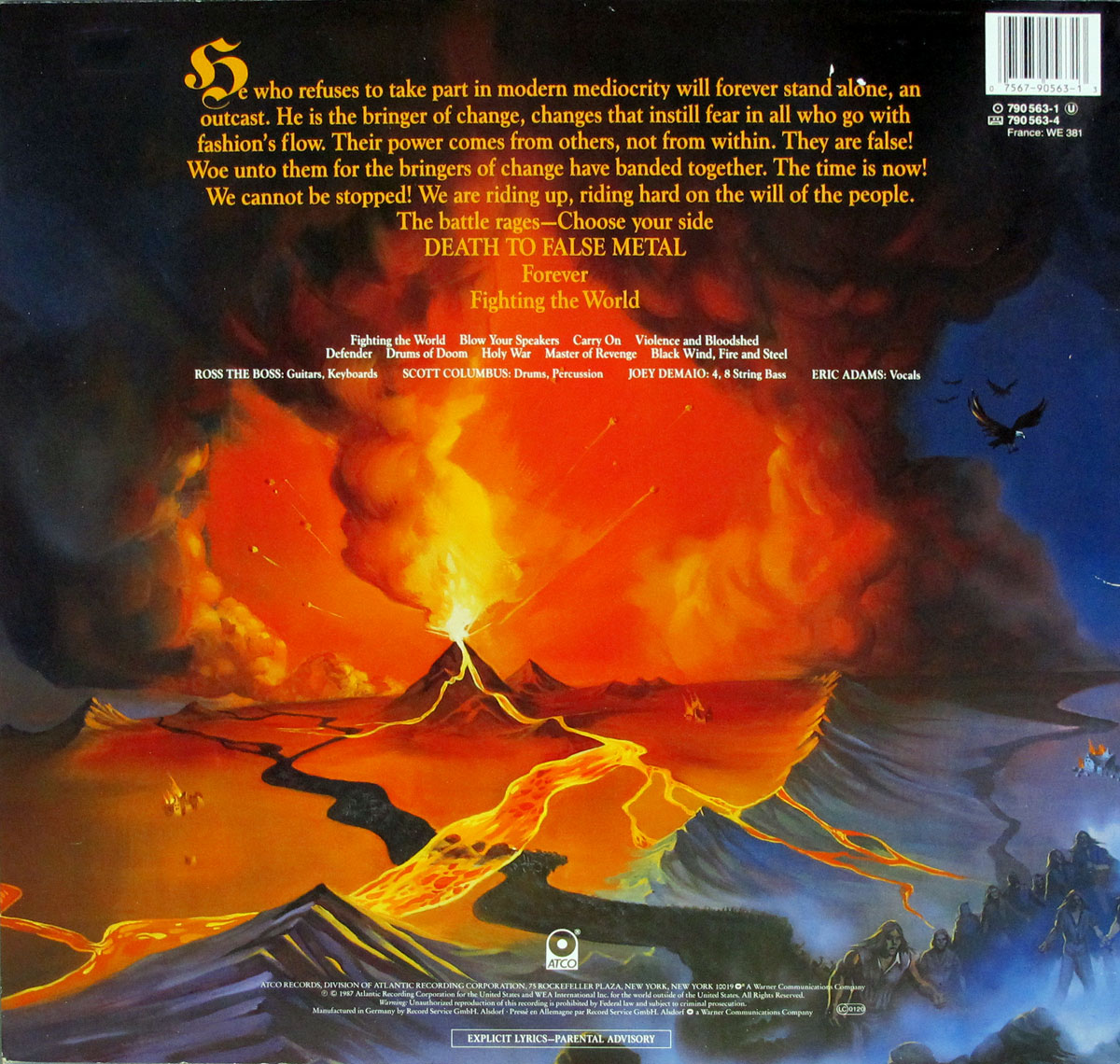 High Resolution Photo of MANOWAR - Fighting the World White Label 