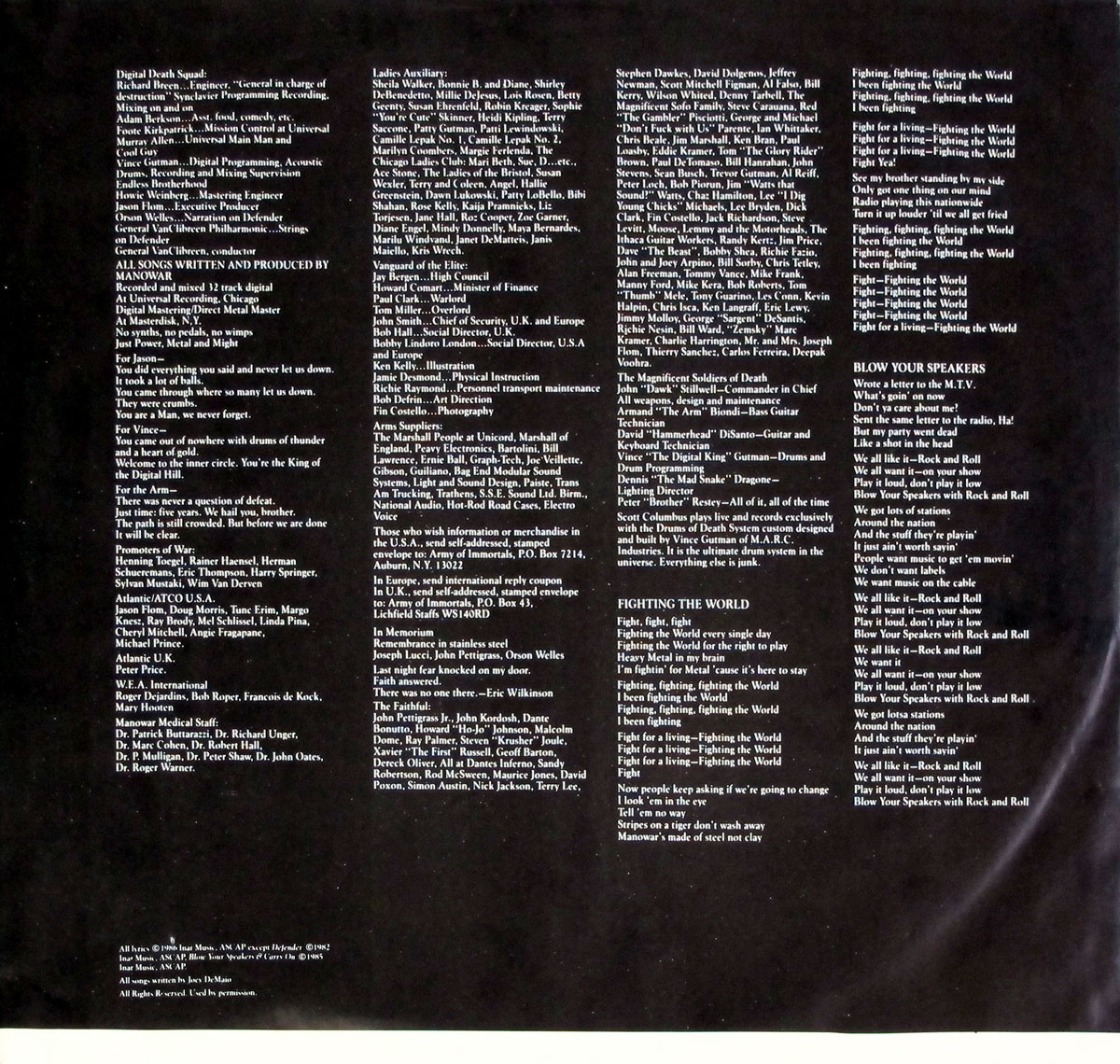 High Resolution Photo of MANOWAR - Fighting the World White Label 