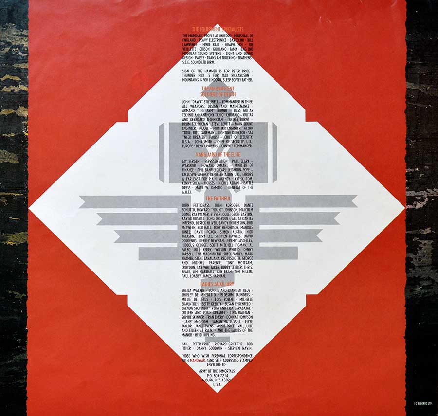 Photo Two of the original custom inner sleeve  MANOWAR - Sign Of The Hammer 12" Vinyl LP Album