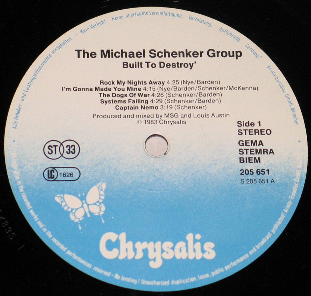 High Resolution Photo of Michael Schenker Group Built to Destroy  