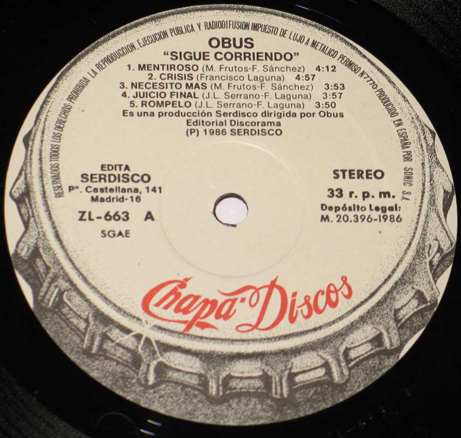"Sigue Corriendo" Record Label Details: SERDISCO ZL-663 