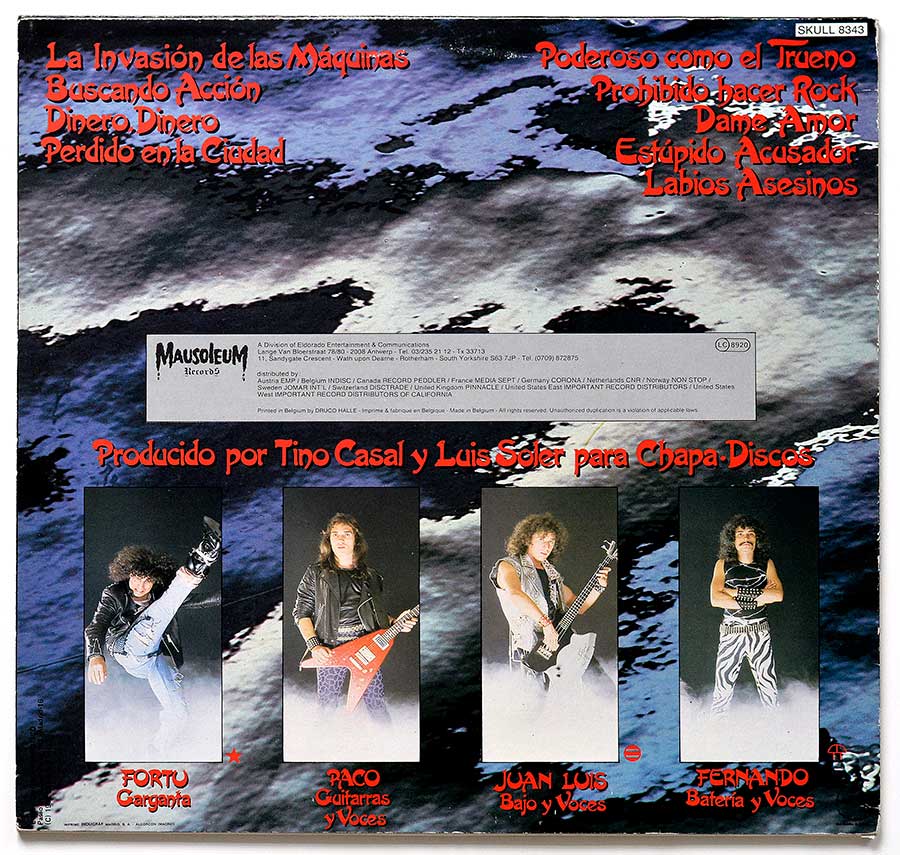 OBUS - Poderoso Como El Trueno 12" Vinyl LP Album back cover