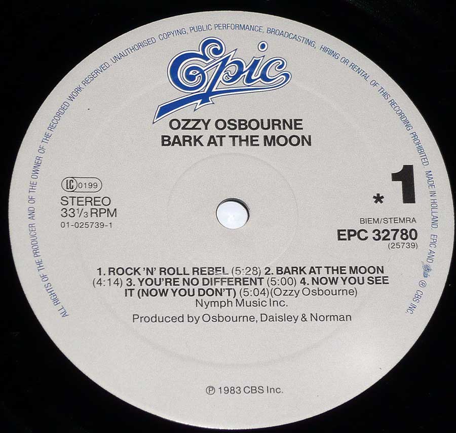 High Resolution Photo of OZZY OSBOURNE BARK AT THE MOON 