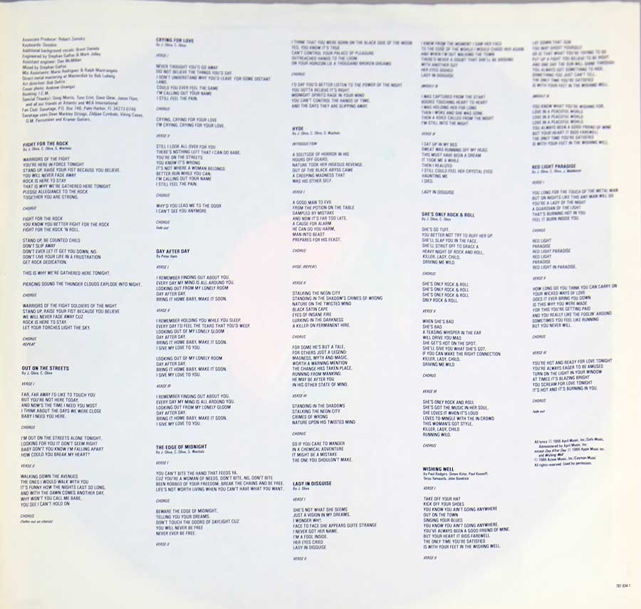 SAVATAGE - Fight For The Rock 12" LP Album Vinyl 
 custom inner sleeve