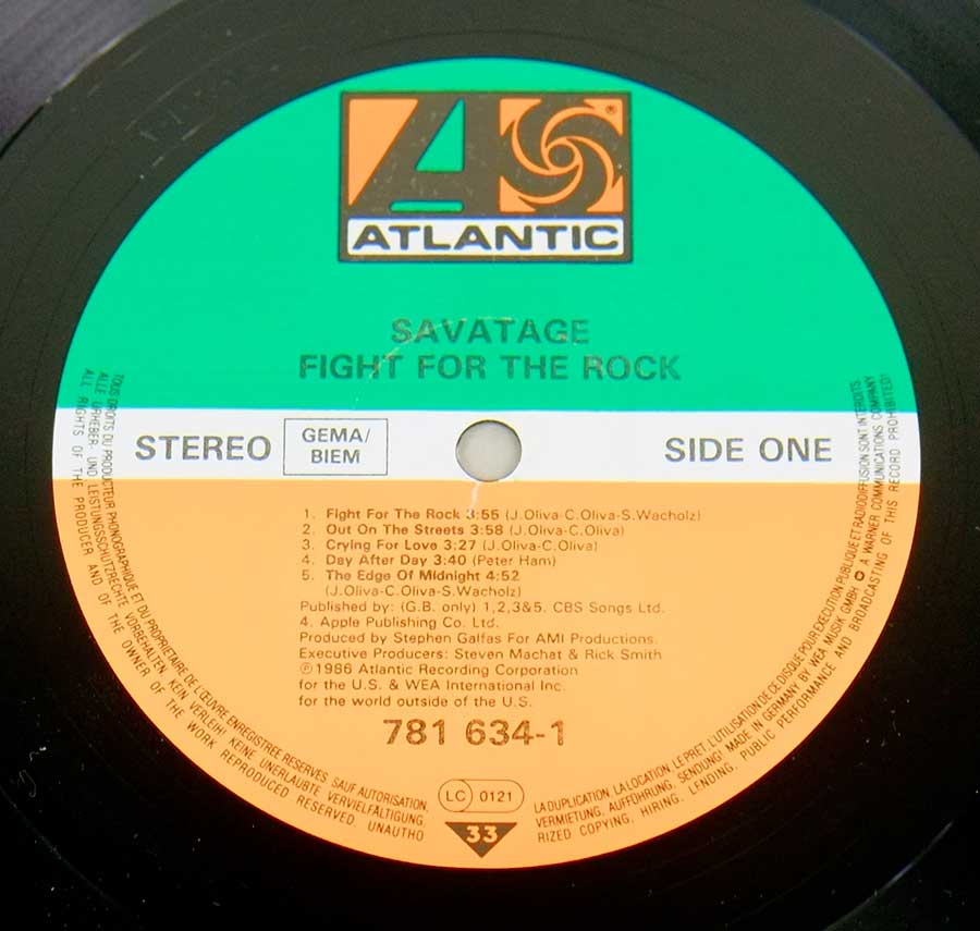 "Fight For The Rock" Record Label Details: Atlantic 781 634-1 