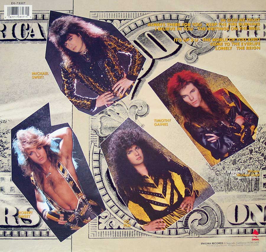 Photo of album back cover STRYPER - In God We Trust
