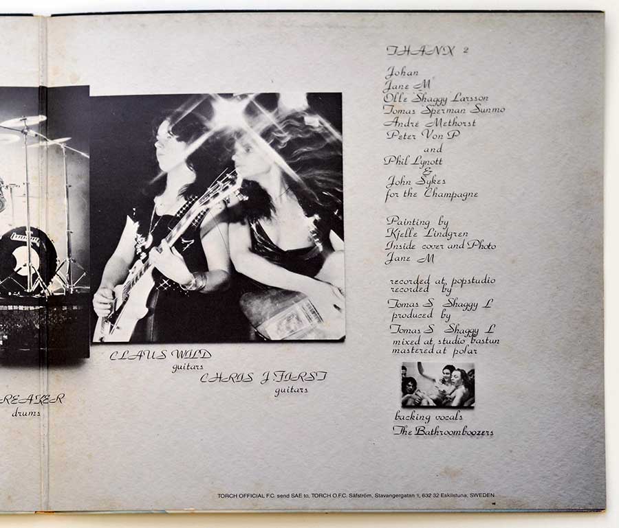 Photo of the right page inside cover TORCH - Self-Titled Gatefold TANDAN ORIG SWEDEN 