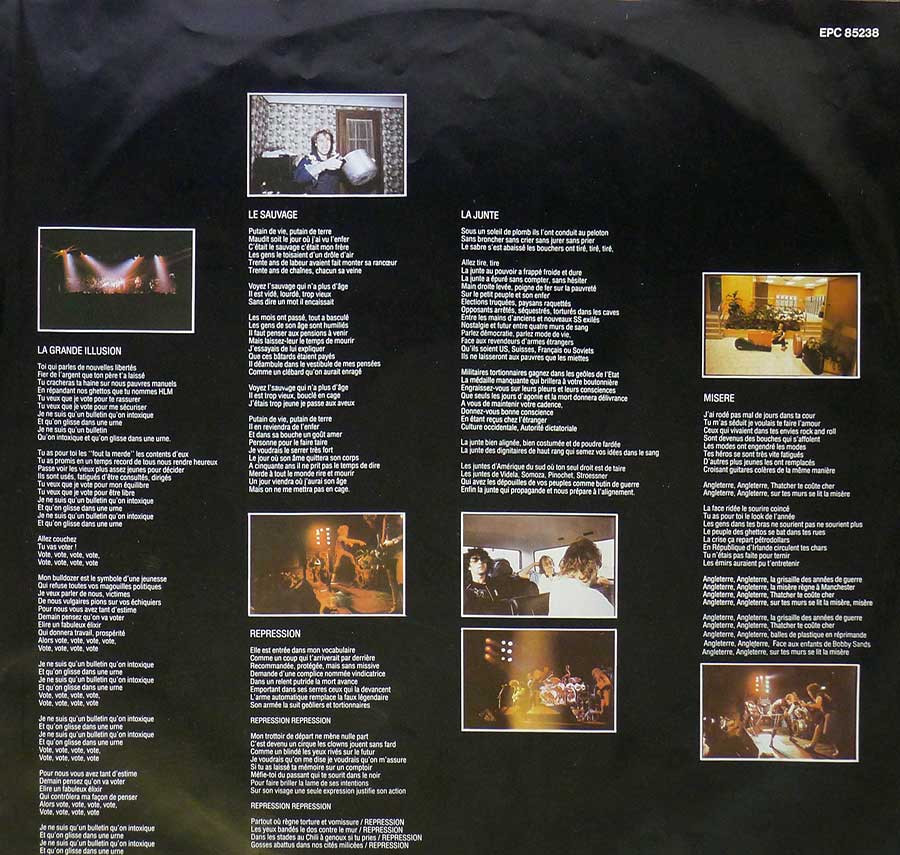 Inner Sleeve   of "TRUST Marche ou Creve" Album