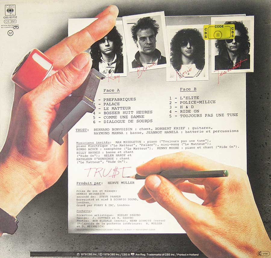 Photo of "Trust L'Elite S/T Self-titled" Album's Back Cover   