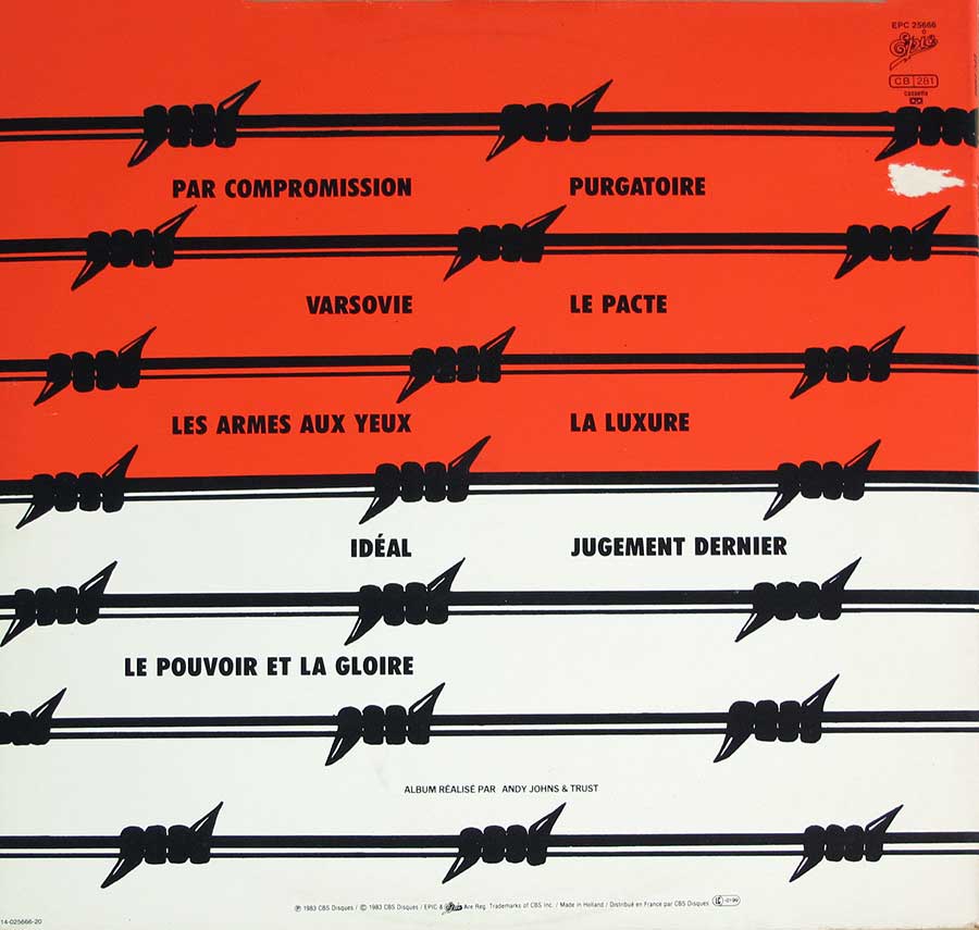 Album Back Cover  Photo of "TRUST - self-titled Ideal Gatefold Cover"